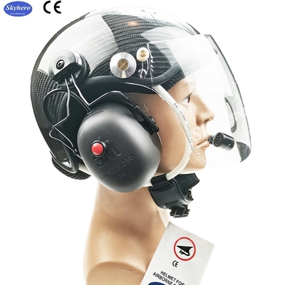 Casco Paramotor de fibra de carbono Casco PPG con auriculares de cancelación de ruido alto con certificación EN966 3M Paramotoring